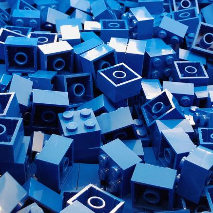 Blue Legos in a pile