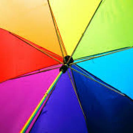 rainbow umbrella closeup of underside