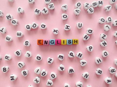 Beads spelling out English